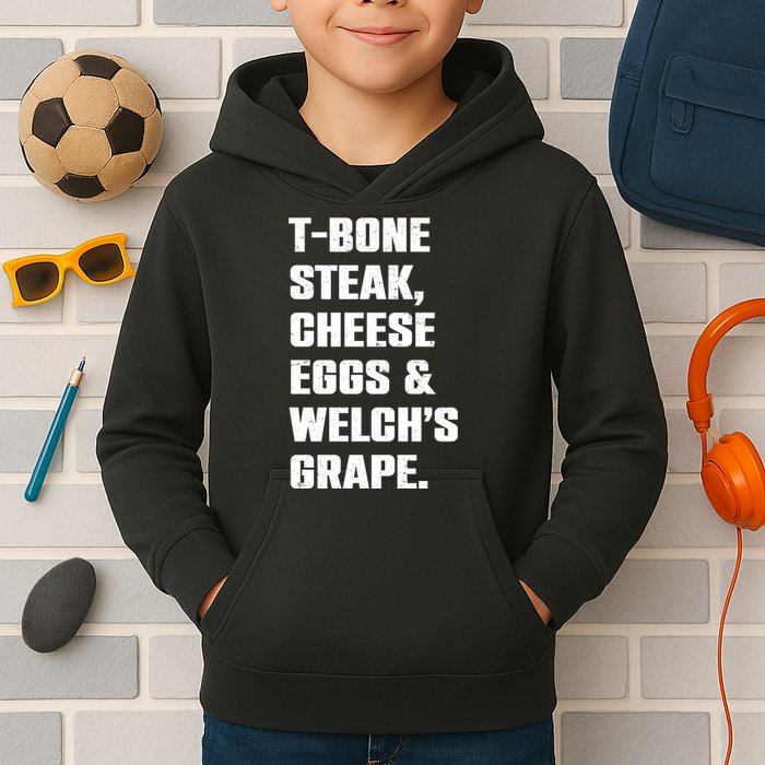 T Bone Steak Cheese Eggs And Welchs Grape Kids Hoodie