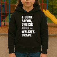 T Bone Steak Cheese Eggs And Welchs Grape Kids Hoodie