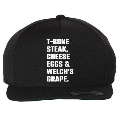 T Bone Steak Cheese Eggs And Welchs Grape Wool Snapback Cap