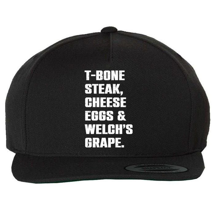 T Bone Steak Cheese Eggs And Welchs Grape Wool Snapback Cap