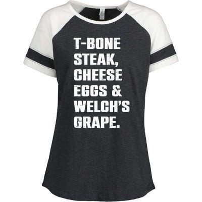 T Bone Steak Cheese Eggs And Welchs Grape Enza Ladies Jersey Colorblock Tee