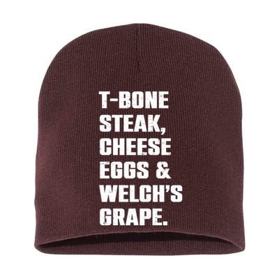 T Bone Steak Cheese Eggs And Welchs Grape Short Acrylic Beanie