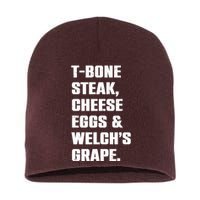 T Bone Steak Cheese Eggs And Welchs Grape Short Acrylic Beanie