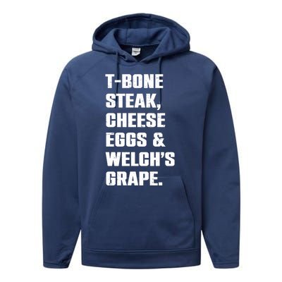 T Bone Steak Cheese Eggs And Welchs Grape Performance Fleece Hoodie