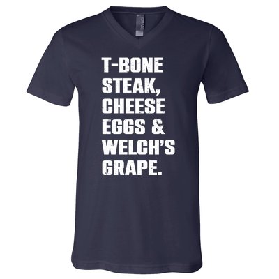 T Bone Steak Cheese Eggs And Welchs Grape V-Neck T-Shirt