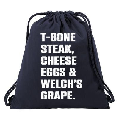 T Bone Steak Cheese Eggs And Welchs Grape Drawstring Bag