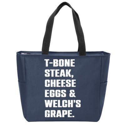 T Bone Steak Cheese Eggs And Welchs Grape Zip Tote Bag