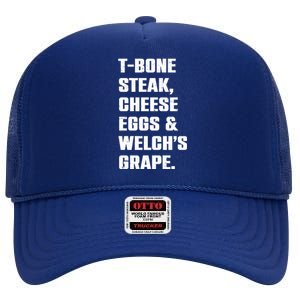 T Bone Steak Cheese Eggs And Welchs Grape High Crown Mesh Back Trucker Hat