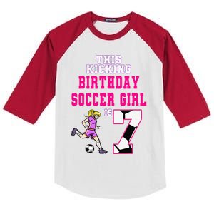 This Birthday Soccer Is 7 Soccer Theme Birthday Party Kids Colorblock Raglan Jersey