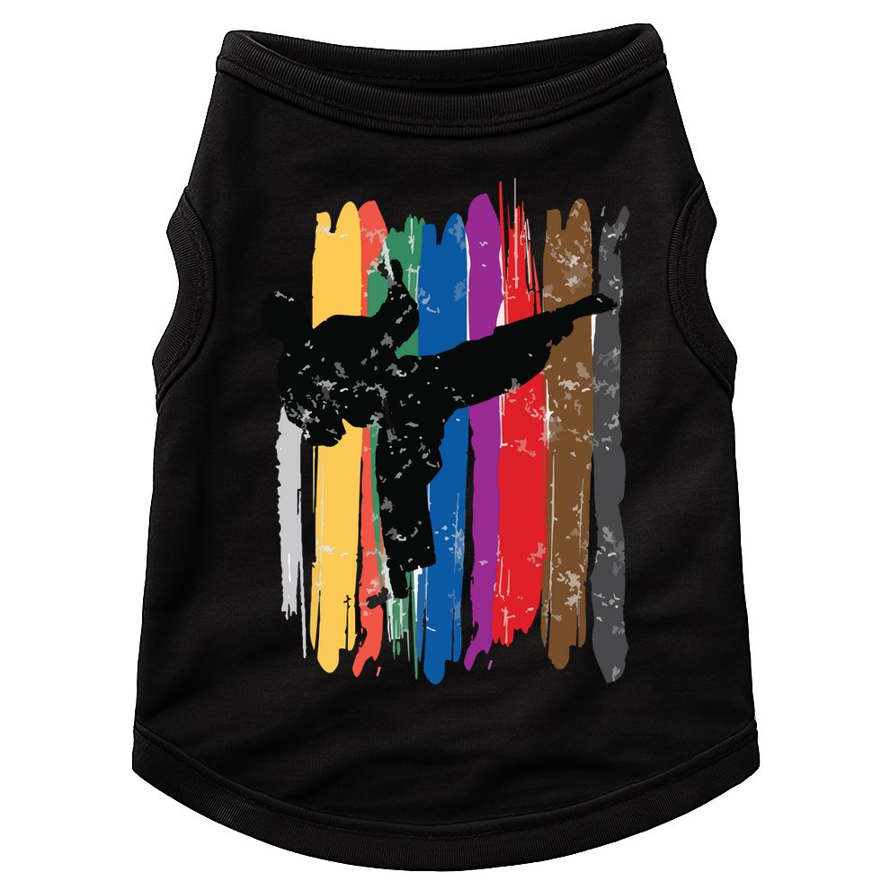 Taekwondo Belts Silhouette Distressed Martial Arts Gift Doggie Tank