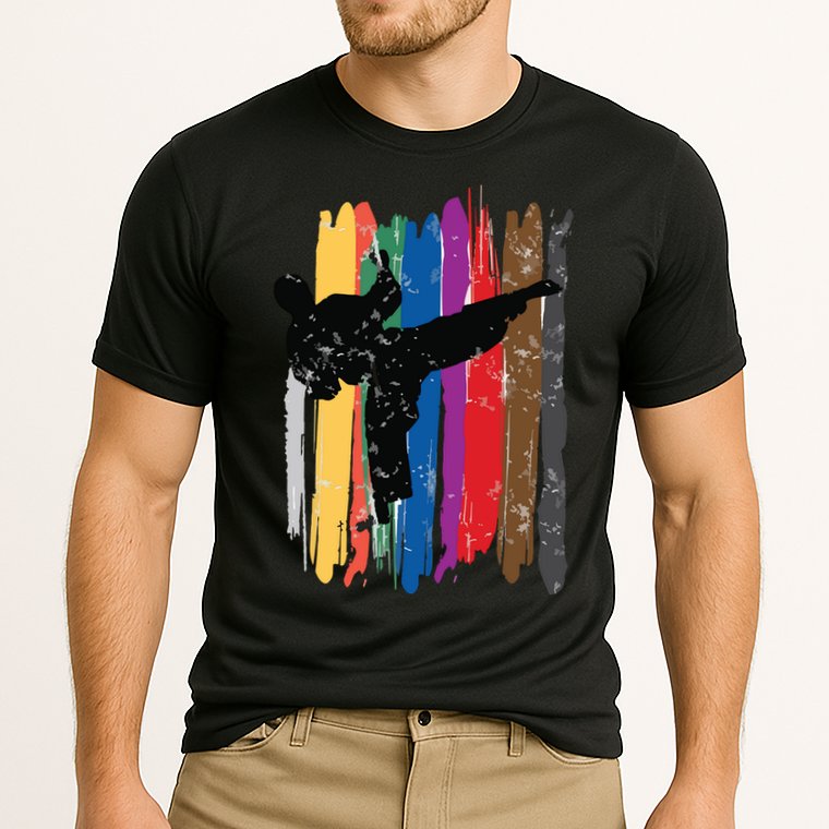 Taekwondo Belts Silhouette Distressed Martial Arts Gift Cooling Performance Crew T-Shirt