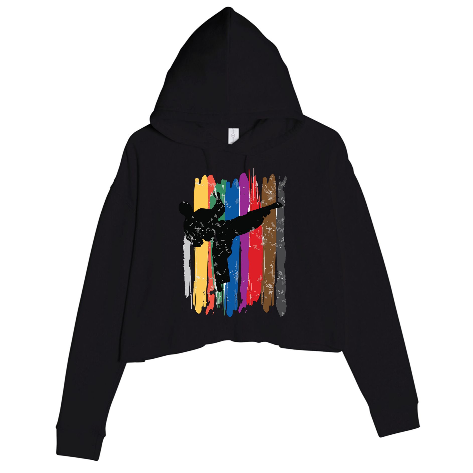 Taekwondo Belts Silhouette Distressed Martial Arts Gift Crop Fleece Hoodie