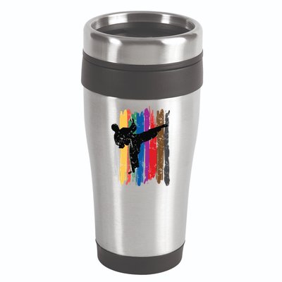 Taekwondo Belts Silhouette Distressed Martial Arts Gift 16oz Travel Tumbler