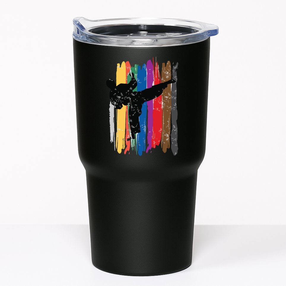 Taekwondo Belts Silhouette Distressed Martial Arts Gift Tumbler