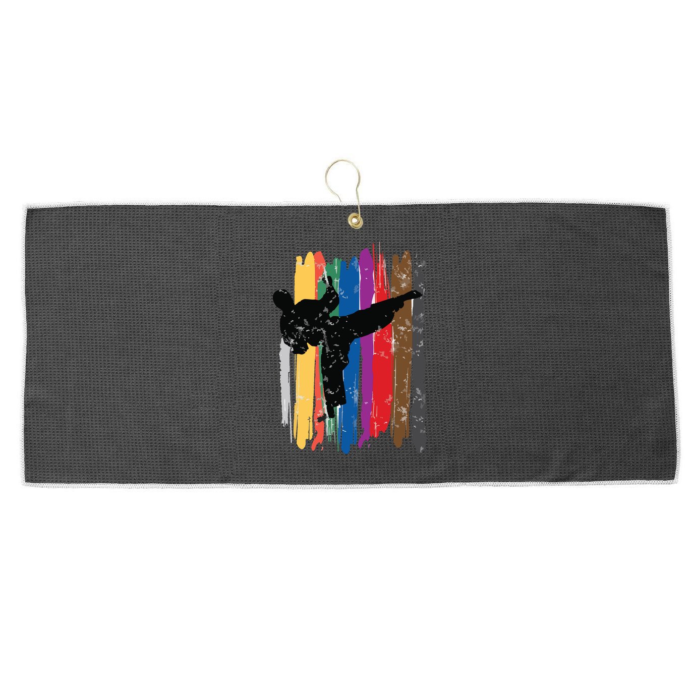 Taekwondo Belts Silhouette Distressed Martial Arts Gift Large Microfiber Waffle Golf Towel
