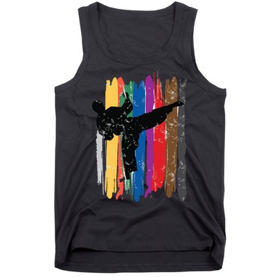Taekwondo Belts Silhouette Distressed Martial Arts Gift Tank Top