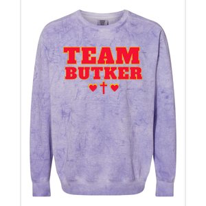 Team Butker Surname Cross Hearts Christian Family Name Colorblast Crewneck Sweatshirt