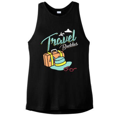 Travel Buddies Summer Getaway Vacation Traveling Traveler Ladies PosiCharge Tri-Blend Wicking Tank