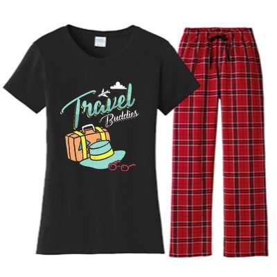 Travel Buddies Summer Getaway Vacation Traveling Traveler Women's Flannel Pajama Set