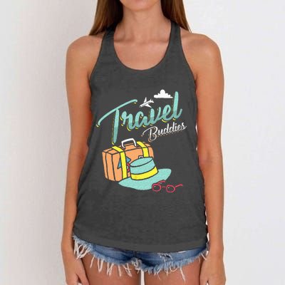 Travel Buddies Summer Getaway Vacation Traveling Traveler Women's Knotted Racerback Tank