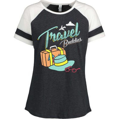 Travel Buddies Summer Getaway Vacation Traveling Traveler Enza Ladies Jersey Colorblock Tee