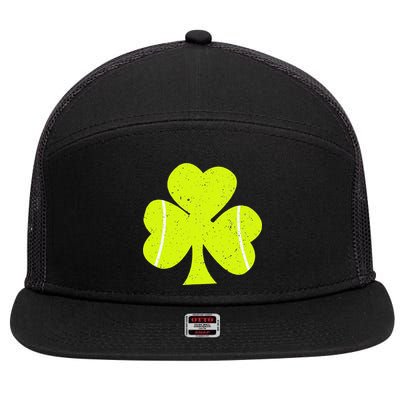 Tennis Ball St Patricks Day Shamrock 7 Panel Mesh Trucker Snapback Hat