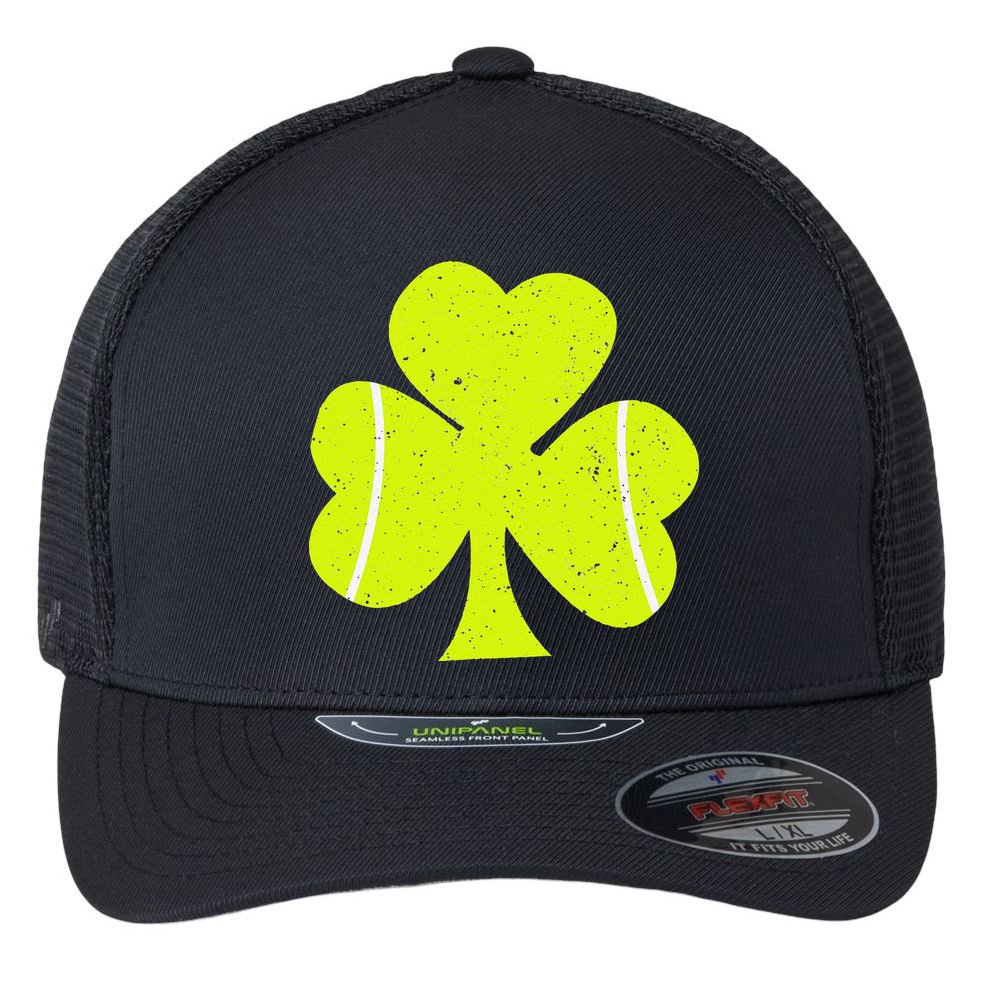 Tennis Ball St Patricks Day Shamrock Flexfit Unipanel Trucker Cap