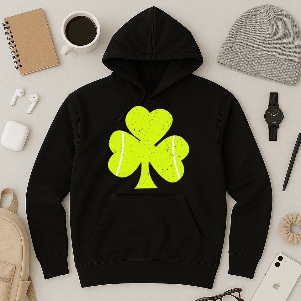 Tennis Ball St Patricks Day Shamrock Hoodie