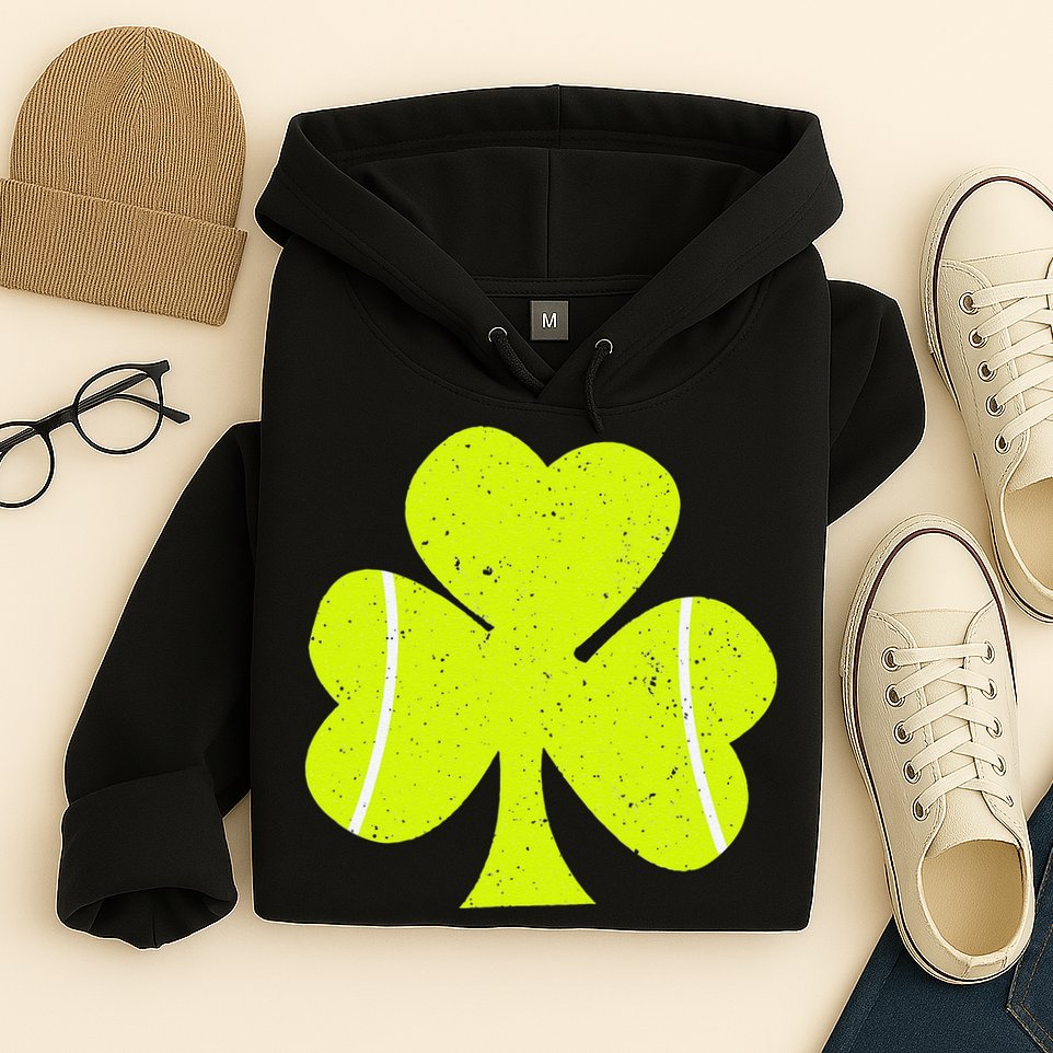 Tennis Ball St Patricks Day Shamrock Hoodie
