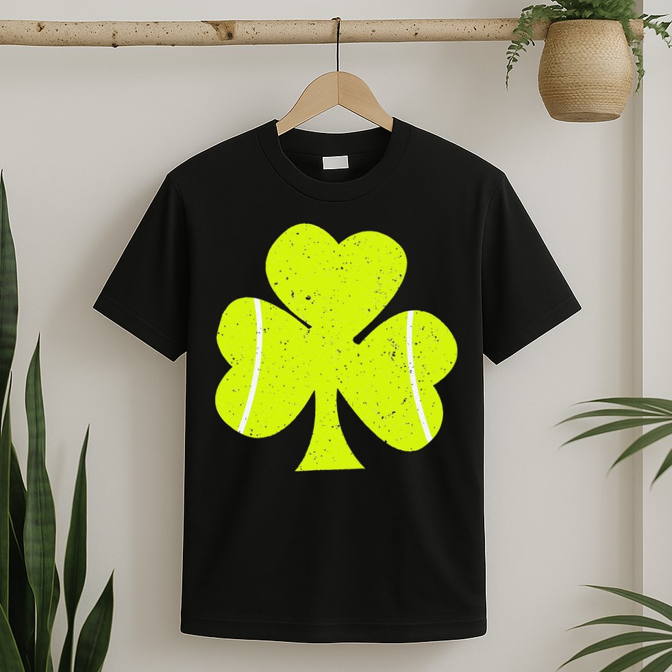 Tennis Ball St Patricks Day Shamrock T-Shirt
