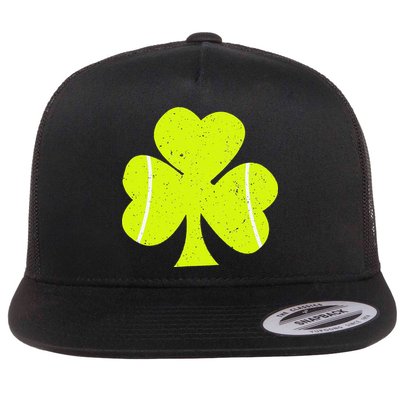 Tennis Ball St Patricks Day Shamrock Flat Bill Trucker Hat