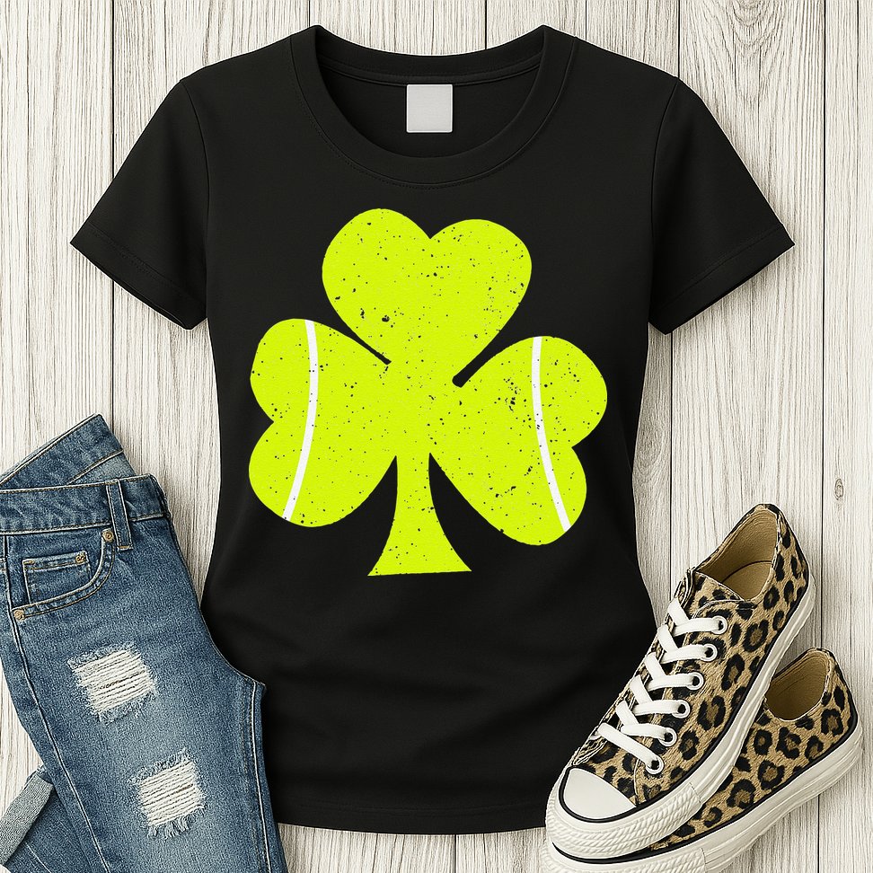 Tennis Ball St Patricks Day Shamrock Womens T-Shirt