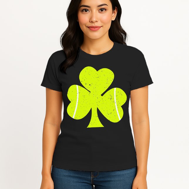 Tennis Ball St Patricks Day Shamrock Womens T-Shirt