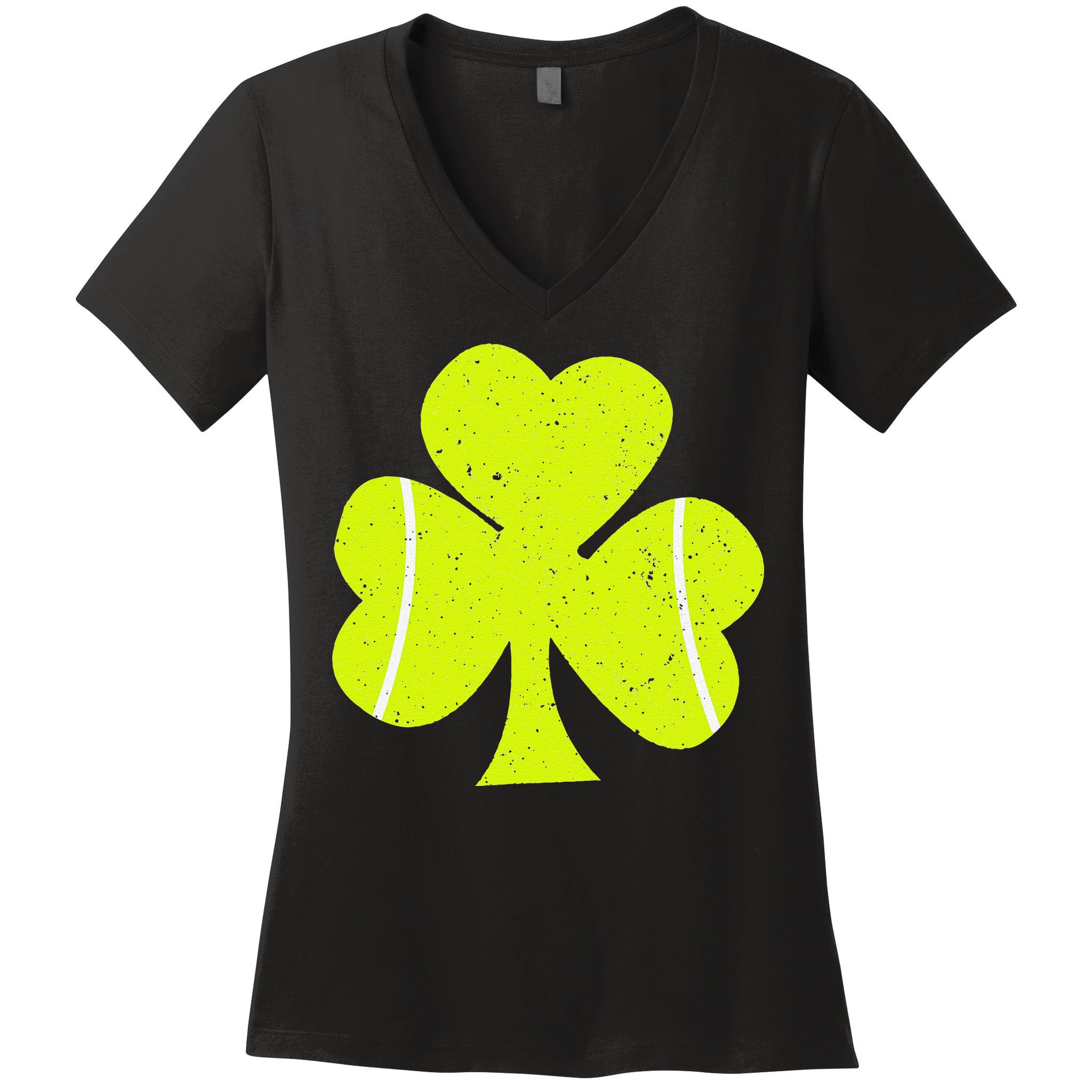 Tennis Ball St Patricks Day Shamrock Women's V-Neck T-Shirt
