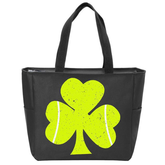 Tennis Ball St Patricks Day Shamrock Zip Tote Bag