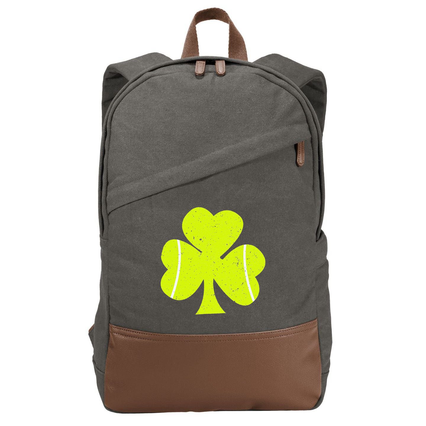 Tennis Ball St Patricks Day Shamrock Cotton Canvas Backpack