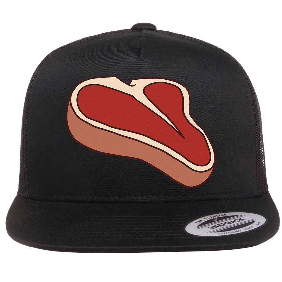 T Bone Steak Last Minute Halloween Costume Funny Gift Flat Bill Trucker Hat