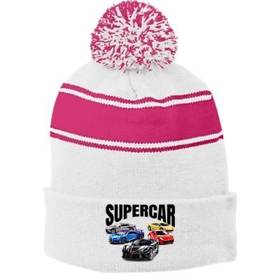 The Best Supercar Racing Fan Funny Gift On The Planet Gift Stripe Pom Pom Beanie