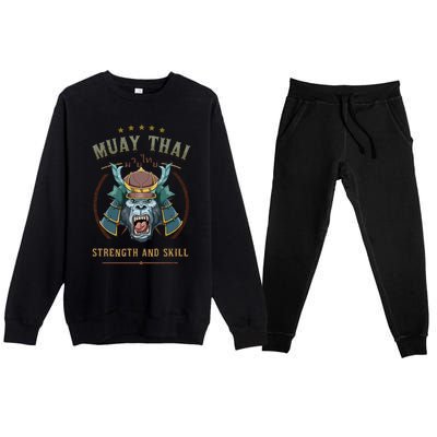 Thai Boxing Strength And Skill Muay Thai And Samurai Premium Crewneck Sweatsuit Set