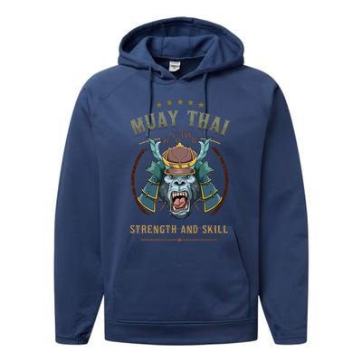 Thai Boxing Strength And Skill Muay Thai And Samurai Performance Fleece Hoodie