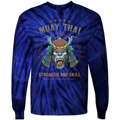 Thai Boxing Strength And Skill Muay Thai And Samurai Tie-Dye Long Sleeve Shirt