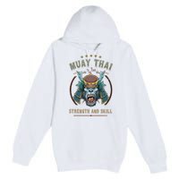 Thai Boxing Strength And Skill Muay Thai And Samurai Premium Pullover Hoodie