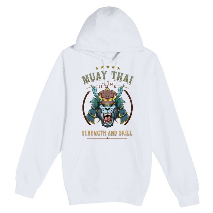 Thai Boxing Strength And Skill Muay Thai And Samurai Premium Pullover Hoodie