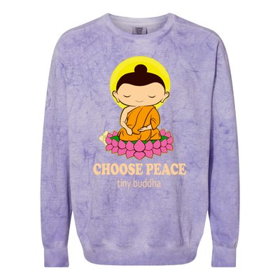 Tiny Buddha Spiritual Buddhism Meditation Quote Zen Buddhist Gift Colorblast Crewneck Sweatshirt