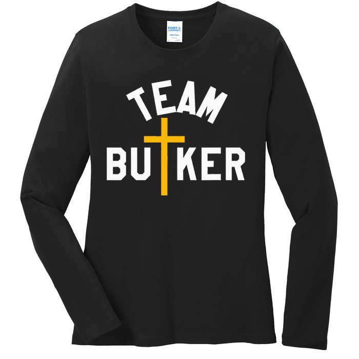 Team Butker Surname Christianity Cross Family Name Ladies Long Sleeve Shirt