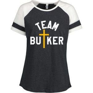 Team Butker Surname Christianity Cross Family Name Enza Ladies Jersey Colorblock Tee