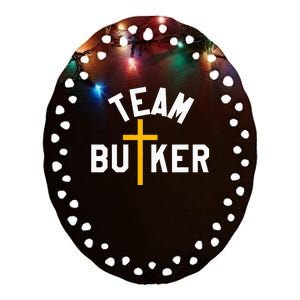 Team Butker Surname Christianity Cross Family Name Ceramic Oval Ornament