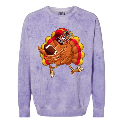 Turkey Bowl Thanksgiving Football Player Costume Gift Colorblast Crewneck Sweatshirt