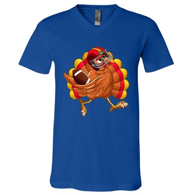 Turkey Bowl Thanksgiving Football Player Costume Gift V-Neck T-Shirt