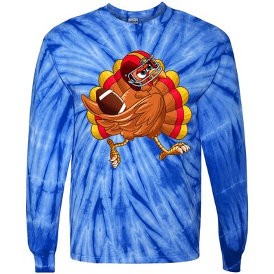 Turkey Bowl Thanksgiving Football Player Costume Gift Tie-Dye Long Sleeve Shirt